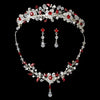 Red Swarovski Crystal Couture Bridal Wedding Jewelry Set & Bridal Wedding Tiara Set 8003