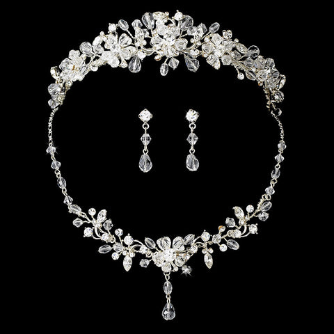 Clear Swarovski Crystal Couture Bridal Wedding Jewelry Set & Bridal Wedding Tiara Set 8003