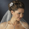 Antique Silver Clear Tear Drop CZ Stone Bridal Wedding Necklace & Earrings Set 8010
