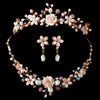 Gold Pink Crystal Bridal Wedding Jewelry Set & Tiara Set 8142