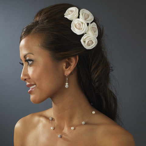 Charming Ivory Rum Pink Flower Bridal Wedding Hair Comb 4647