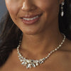 Silver Pearl Bridal Wedding Jewelry Set NE 8234