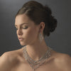 Silver Clear AB Statement Bridal Wedding Necklace Earring Set 8285