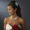 * Elegant Rhinestone & Pearl Floral Bridal Wedding Hair Comb 8128