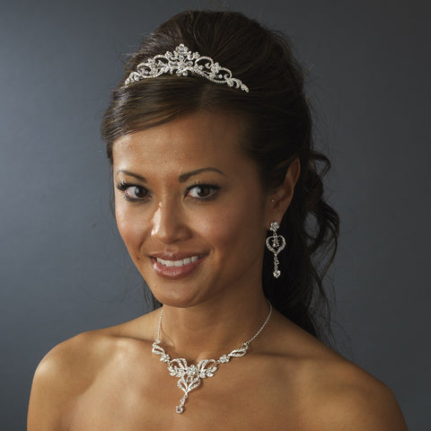 Beautiful Gold Crystal Bridal Wedding Jewelry Set 8322 & Bridal Wedding Tiara 8270