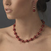 Bridal Wedding Necklace Earring Set NE 8355 Red