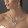 Statement Bridal Wedding Necklace Earring Set 8387 Silver Clear
