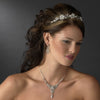 Divine Antique Silver Clear Crystal & Ivory Pearl Flower Headpiece 9838