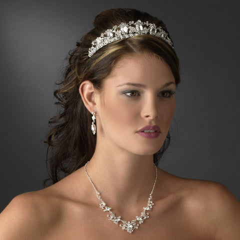 Rhinestone Bridal Wedding Necklace Earring Bridal Wedding Tiara Set 8411