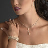 Silver Ivory/White Clear Bridal Wedding Necklace Earring Set 8433