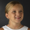 Precious Children's Silver Pearl & AB Crystal Bead Bridal Wedding Necklace & Earring Set 8443