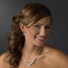 Silver AB Bridal Wedding Necklace Earring Set 8477