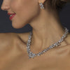 Silver Clear CZ Bridal Wedding Necklace & Earring Set 8612