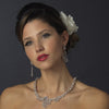 Silver Clear CZ Bridal Wedding Necklace & Earring Set 8620