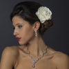 Silver Clear CZ Bridal Wedding Necklace & Earring Set 8621