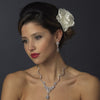 Silver Clear CZ Bridal Wedding Necklace & Earring Set 8621