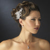 Silver Clear Rhinestone Floral Swirl Bridal Wedding Hair Comb