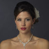 Silver Ivory Pearl & Floral CZ Bridal Wedding Jewelry Set 8701