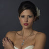 Silver Clear CZ Bridal Wedding Necklace & Earring Set 8719