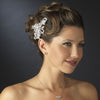 Silver Clear Rhinestone Floral Swirl Bridal Wedding Hair Comb