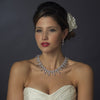 Antique Silver Clear CZ Crystal Bridal Wedding Jewelry Set 8758