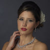 Antique Silver Clear CZ Crystal Bridal Wedding Jewelry Set 8758