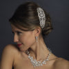 Silver Floral Art Deco Rhinestone Bridal Wedding Hair Comb