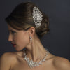 Silver Art Deco Floral Rhinestone Bridal Wedding Hair Comb
