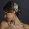 Silver Art Deco Floral Rhinestone Bridal Wedding Hair Comb