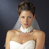 Silver Diamond White Accent Fabric & Clear Crystal Statement Bridal Wedding Jewelry Set 9693