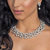 Silver Diamond White Bridal Wedding Jewelry Set NE 969