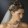 Antique Silver Clear Rhinestone & Crystal Bridal Wedding Hair Comb 762