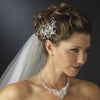 Elegant Rhinestone & Swarovski Crystal Floral Spray Bridal Wedding Hair Comb 8323