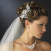 Silver Clear Rhinestone & Swarovski Crystal Bead Floral Vine Bridal Wedding Hair Comb