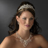 Charming Silver Clear Crystal & Freshwater Pearl Headpiece 9783