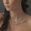 *  Silver Clear Bridal Wedding Necklace Earring Set NE 984