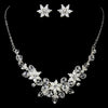 Silver Clear Rhinestone Swarovski Crystal Bead Floral Bridal Wedding Jewelry Set
