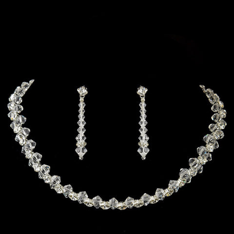 Silver Clear Rhinestone Crystal Bridal Wedding Jewelry Set