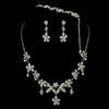 Rhodium CZ Flower Teardrop Bridal Wedding Necklace Earring Bridal Wedding Bracelet Bridal Wedding Jewelry Set 1323