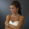 Silver Diamond White Bridal Wedding Jewelry Set NE 969