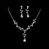 Silver Clear Floral Leaf and other colors Dangle Necklace Earring Sets NE 328