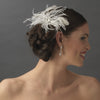 White Feather Fascinator Bridal Wedding Hair Pin with Rhinestone Cut Cluster Accent Pin 112