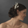 * Ivory Feather Rhinestone Swarovski Pearl Bridal Wedding Hair Pin Fascinator - Pin 113