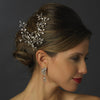 Antique Silver Rhodium Clear Round & Marquise Rhinestone Bridal Wedding Hair Pin 1132