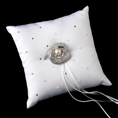 Bridal Wedding Ring Bearer Bridal Wedding Pillow accented with Pearl & Rhinestones RP 92