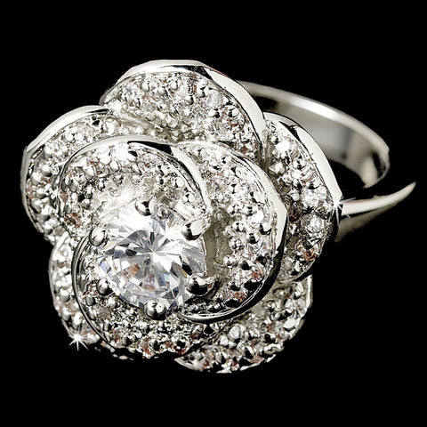 Flower CZ Crystal Bridal Wedding Ring 8139