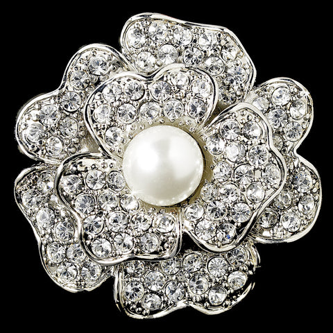 Flower Pearl & Rhinestone Bridal Wedding Ring 9503