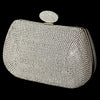 Silver Clear Rhinestone Encrusted Front Bridal Wedding Evening Bag with Link Chain