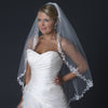Single Layer Fingertip Length Floral Embroidery Edge Bridal Wedding Veil with Beads & Sequins V 1165