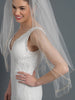 Double Layer Fingertip Length Bridal Wedding Veil with Exquisite Beaded Edge 2475